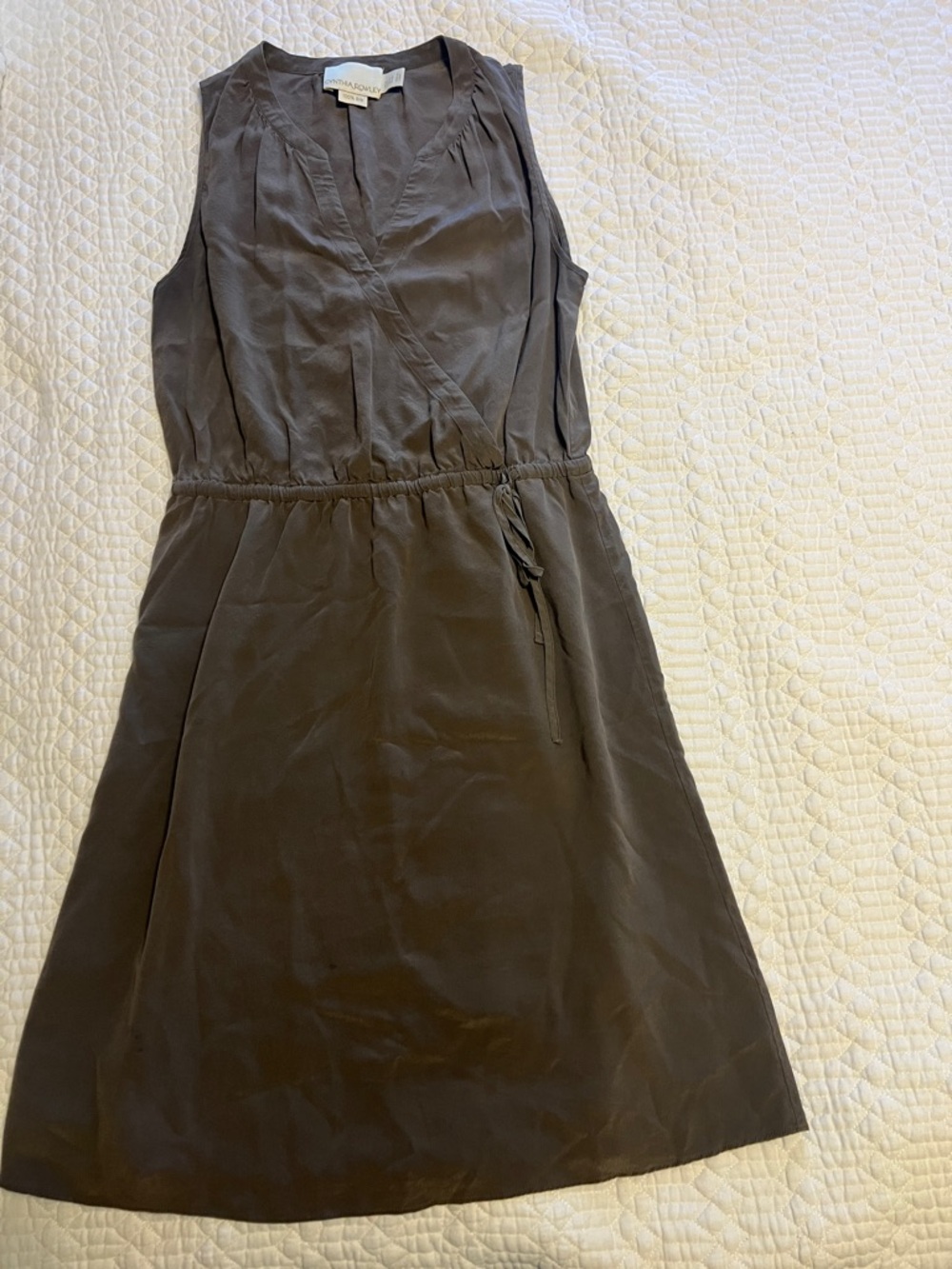 Cynthia Rowley Sleeveless Wrap Midi Dress in Taupe